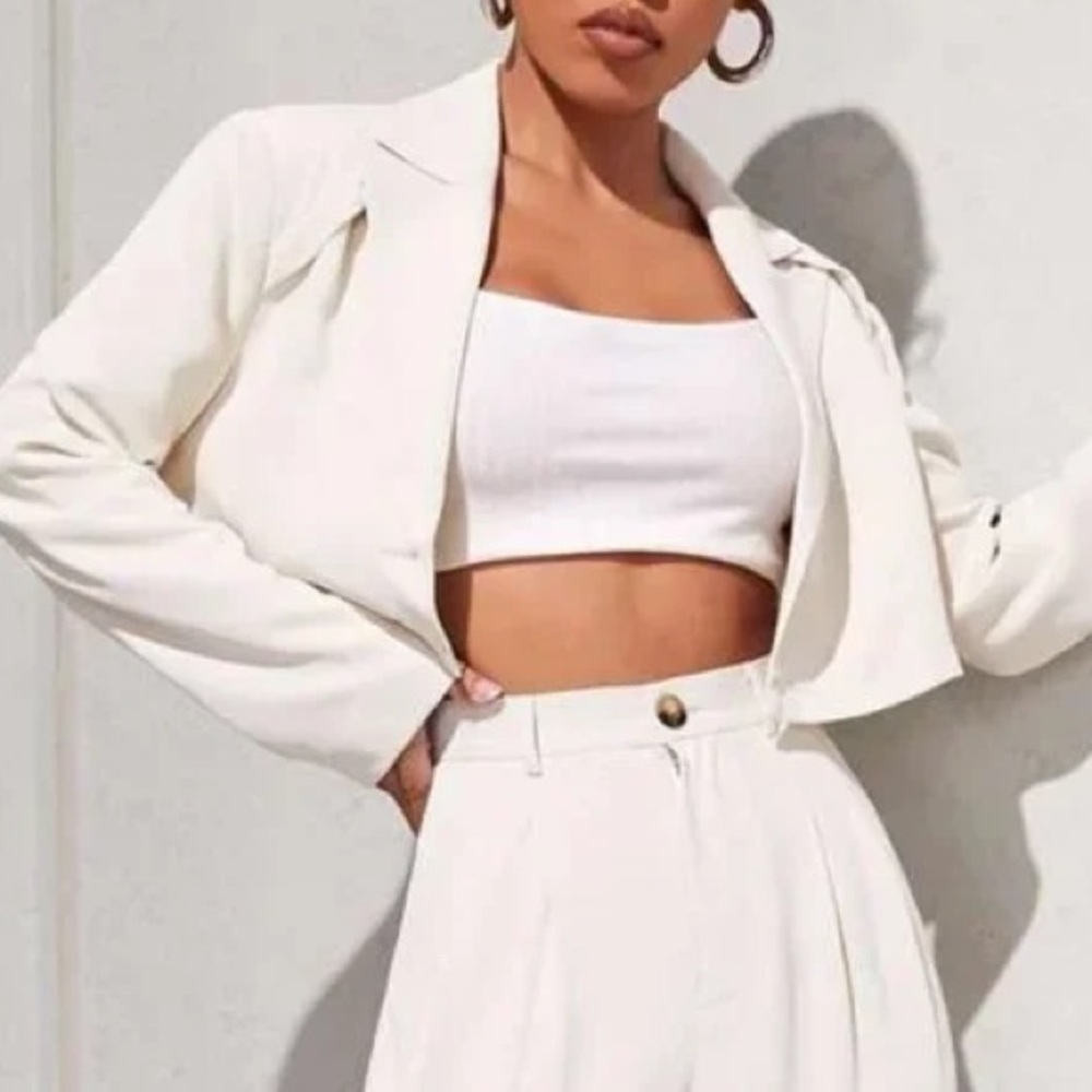 Cropped White Blazer